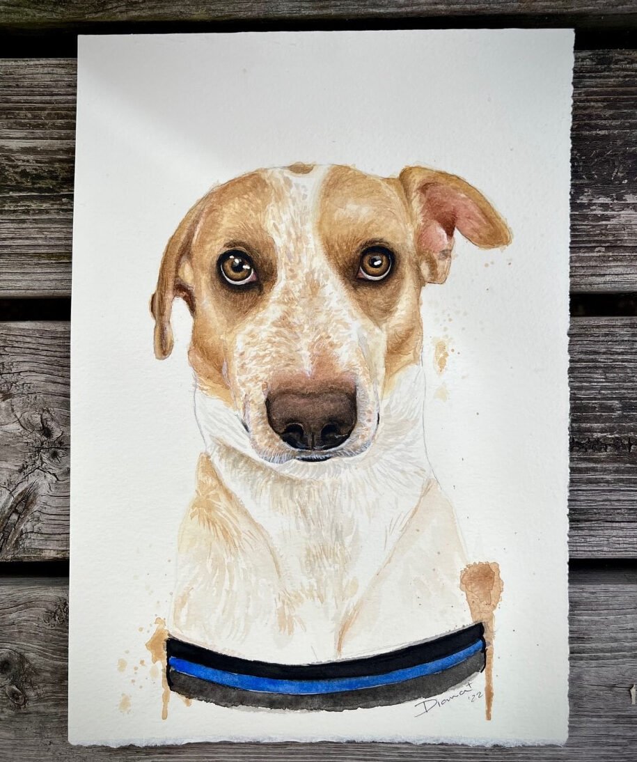 Hand-painted watercolour cat portrait from photo